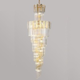 Suspension en cristal doré, plafonnier décoratif luxueux 60 x H 180 cm