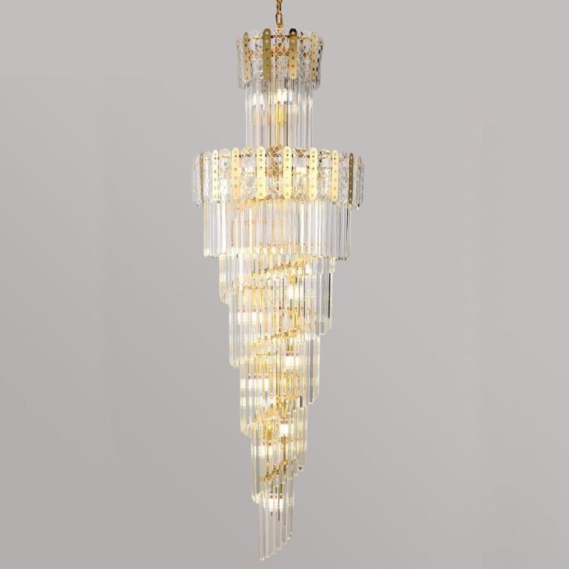 Suspension en cristal doré, plafonnier décoratif luxueux 60 x H 180 cm
