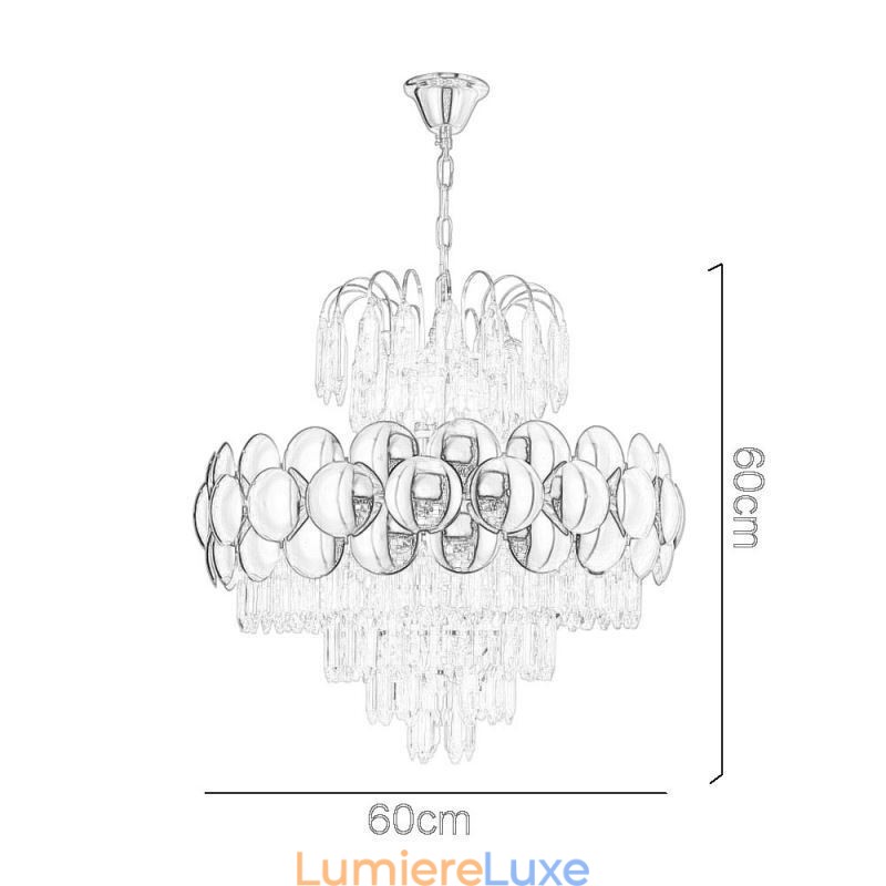 Suspension en cristal galvanisé doré, plafonnier décoratif de luxe 60 cm