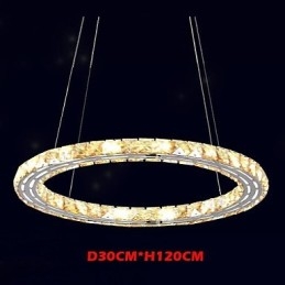 Suspension en cristal K9, luminaires modernes, anneau rond simple, 30 cm