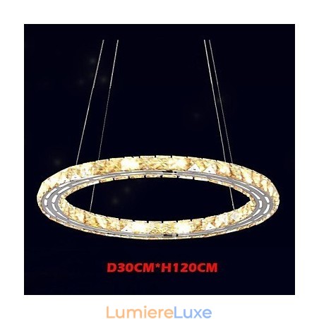 Suspension en cristal K9, luminaires modernes, anneau rond simple, 30 cm Suspension en cristal K9, luminaires modernes, anneau rond simple, 30 cm