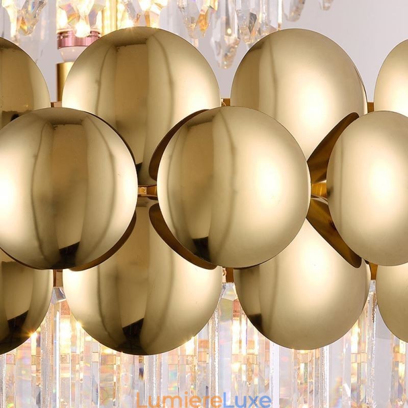 Suspension en cristal galvanisé doré, plafonnier décoratif de luxe 60 cm