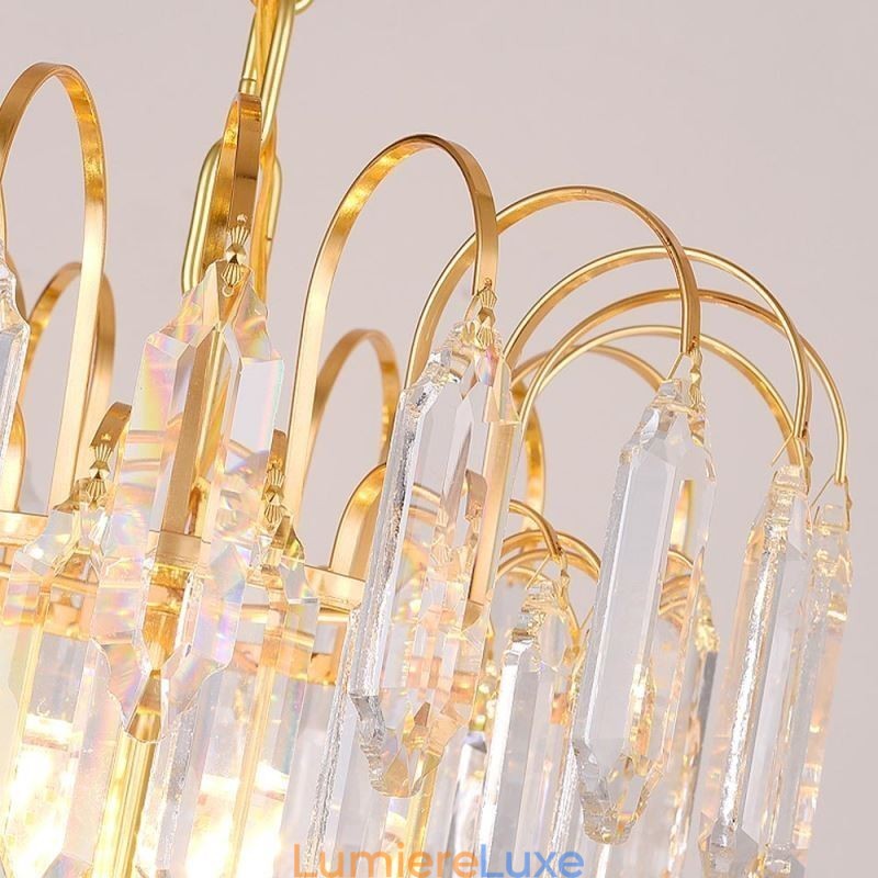 Suspension en cristal galvanisé doré, plafonnier décoratif de luxe 60 cm