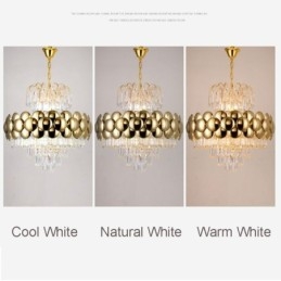 Suspension en cristal galvanisé doré, plafonnier décoratif de luxe 60 cm