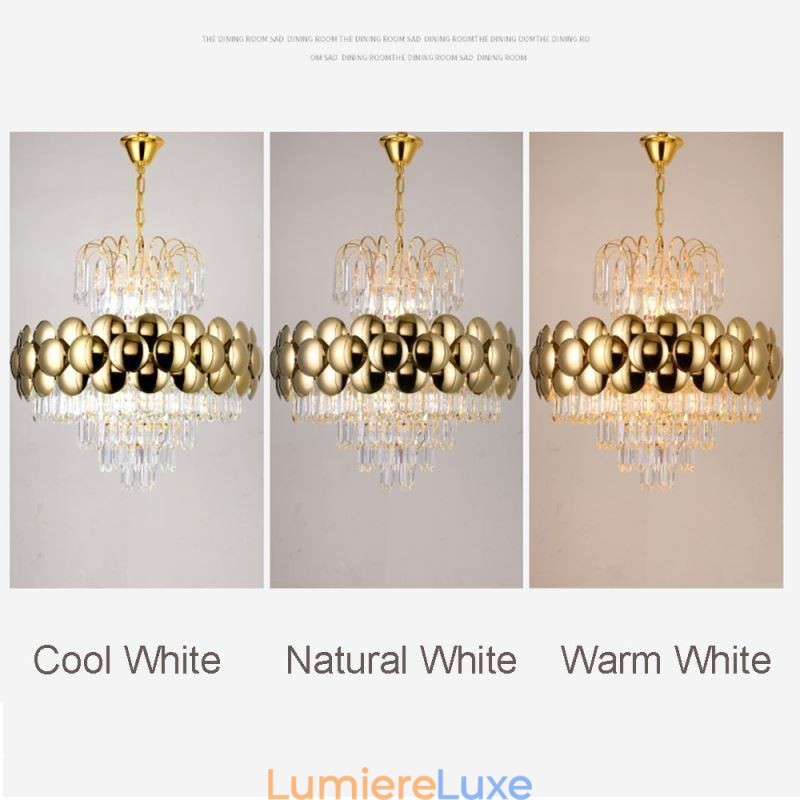 Suspension en cristal galvanisé doré, plafonnier décoratif de luxe 60 cm