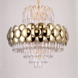 Suspension en cristal galvanisé doré, plafonnier décoratif de luxe 60 cm