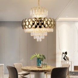 Suspension en cristal galvanisé doré, plafonnier décoratif de luxe 60 cm