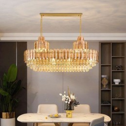 Suspension rectangulaire en cristal, luminaire décoratif de luxe, 100 cm