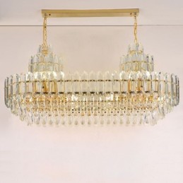 Suspension rectangulaire en cristal, luminaire décoratif de luxe, 100 cm