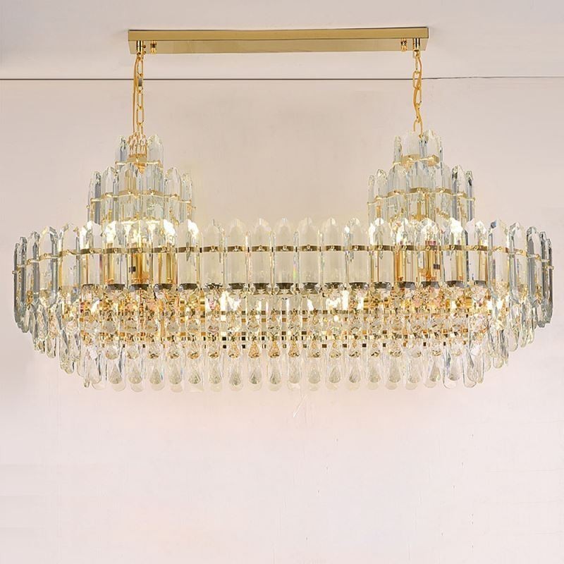 Suspension rectangulaire en cristal, luminaire décoratif de luxe, 100 cm
