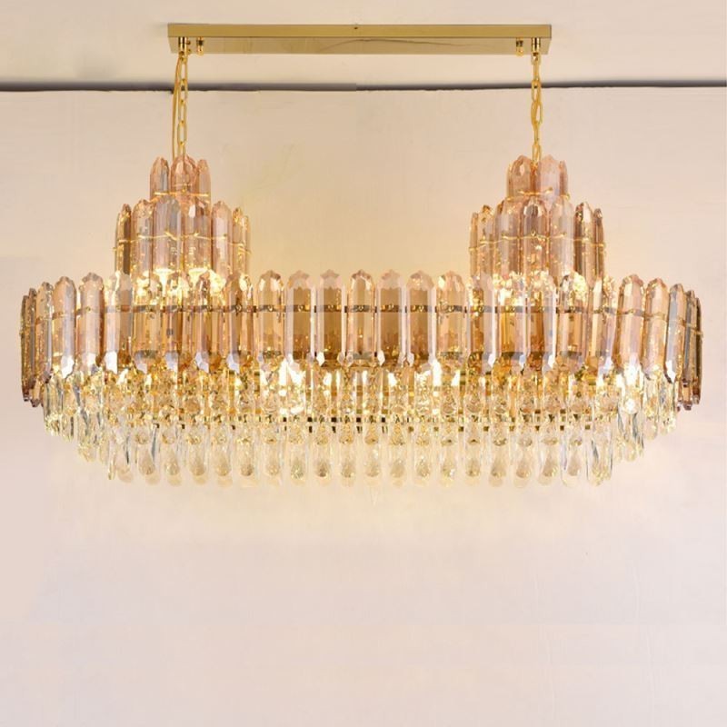 Suspension rectangulaire en cristal, luminaire décoratif de luxe, 100 cm