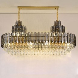 Suspension rectangulaire en cristal, luminaire décoratif de luxe, 100 cm