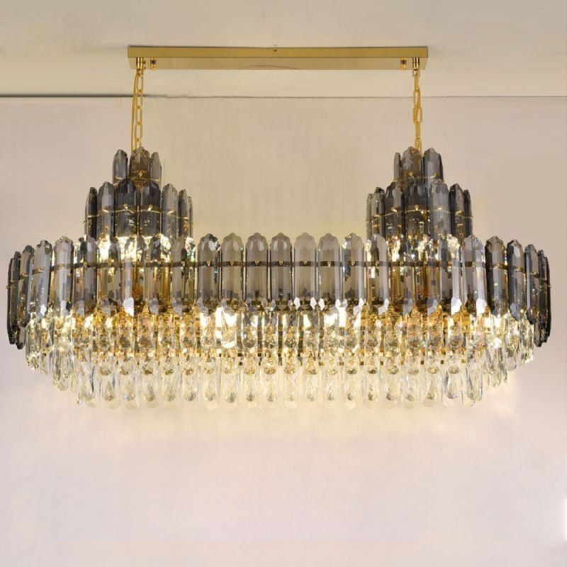 Suspension rectangulaire en cristal, luminaire décoratif de luxe, 100 cm