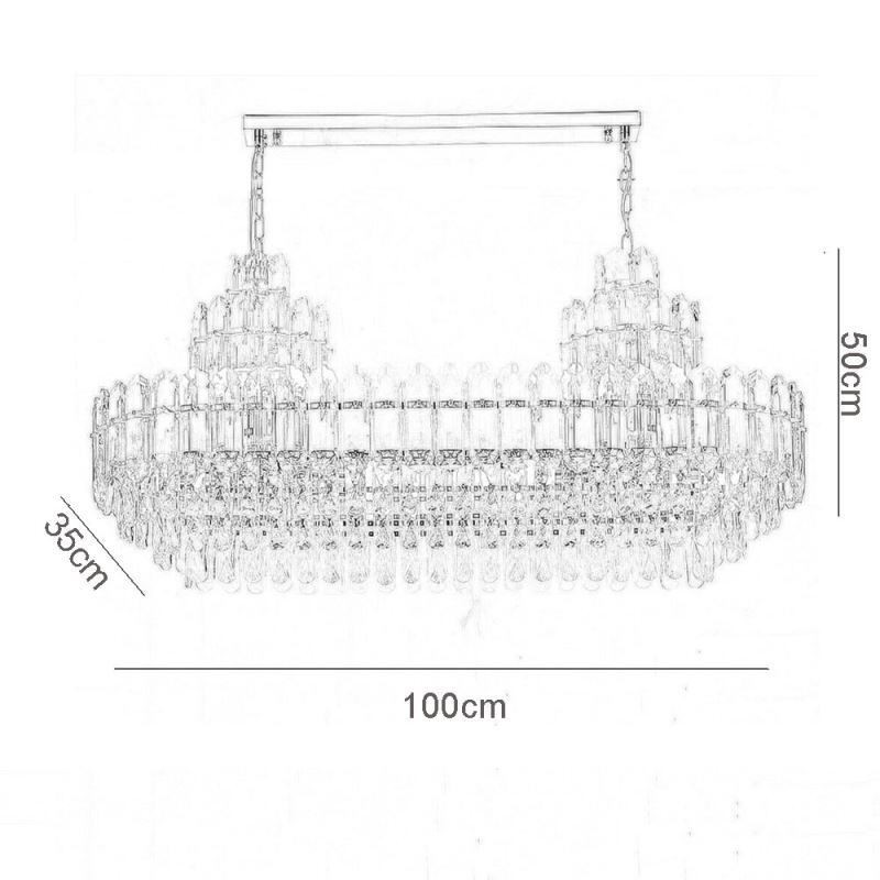 Suspension rectangulaire en cristal, luminaire décoratif de luxe, 100 cm