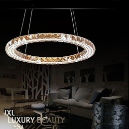 Suspension en cristal K9, luminaires modernes, anneau rond simple, 30 cm