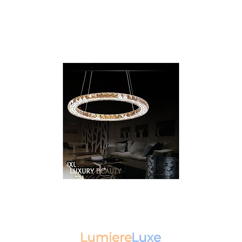 Suspension en cristal K9, luminaires modernes, anneau rond simple, 30 cm