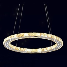 Suspension en cristal K9, luminaires modernes, anneau rond simple, 30 cm