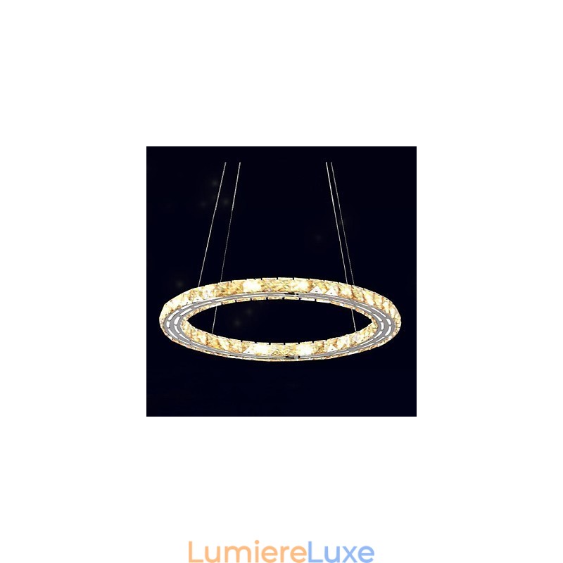 Suspension en cristal K9, luminaires modernes, anneau rond simple, 30 cm