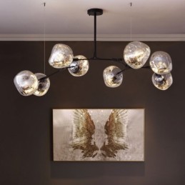 Plafonnier nordique moderne avec abat-jour en verre teinté galvanisé