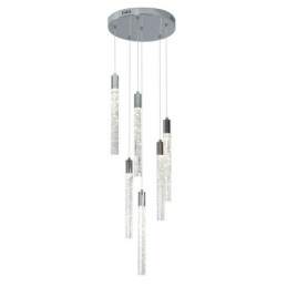 Suspension en cristal chromé avec colonne et plafonnier