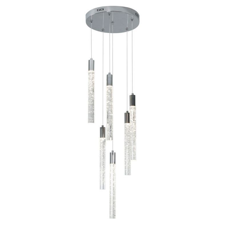 Suspension en cristal chromé avec colonne et plafonnier