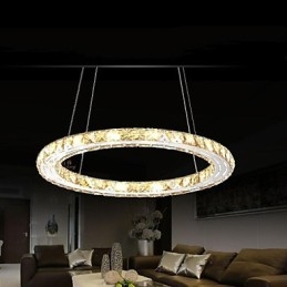 Suspension en cristal K9, luminaires modernes, anneau rond simple, 30 cm