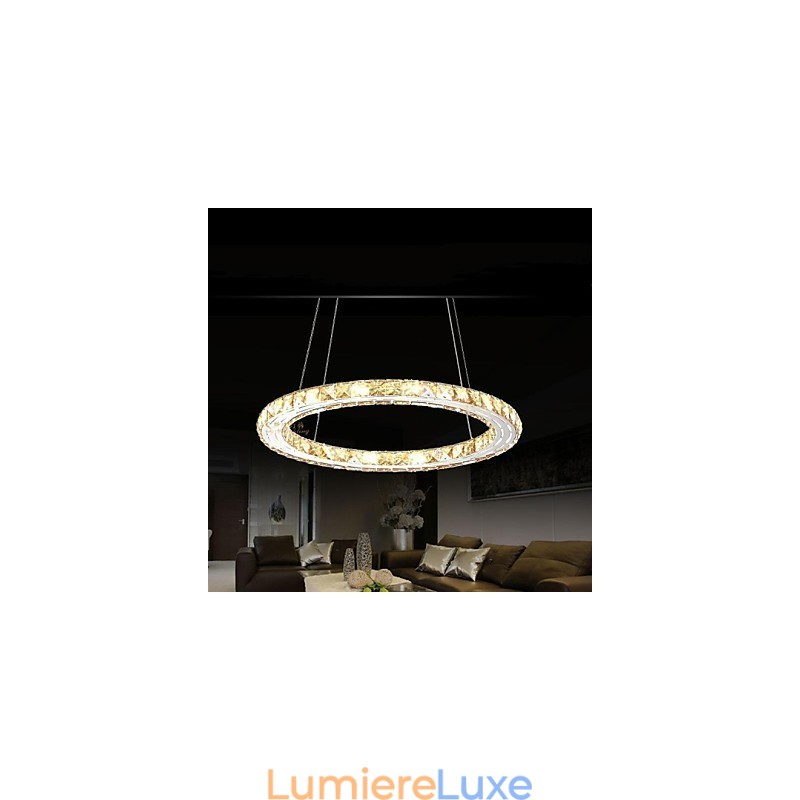 Suspension en cristal K9, luminaires modernes, anneau rond simple, 30 cm