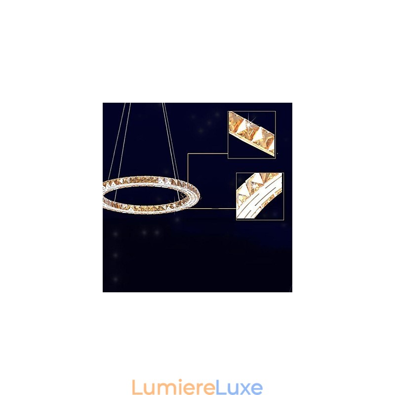 Suspension en cristal K9, luminaires modernes, anneau rond simple, 30 cm