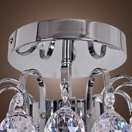 Lustre moderne contemporain en cristal de style mini en métal galvanisé à montage encastré