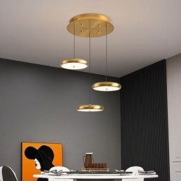Suspension à trois têtes, lampe suspendue ronde
