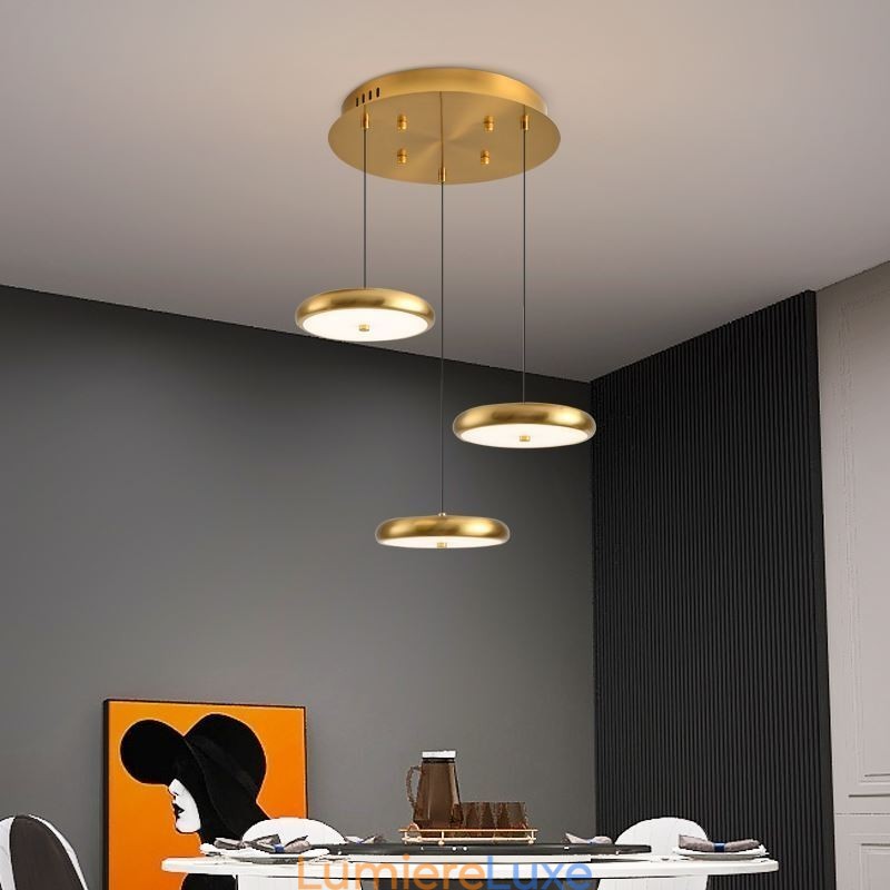 Suspension à trois têtes, lampe suspendue ronde