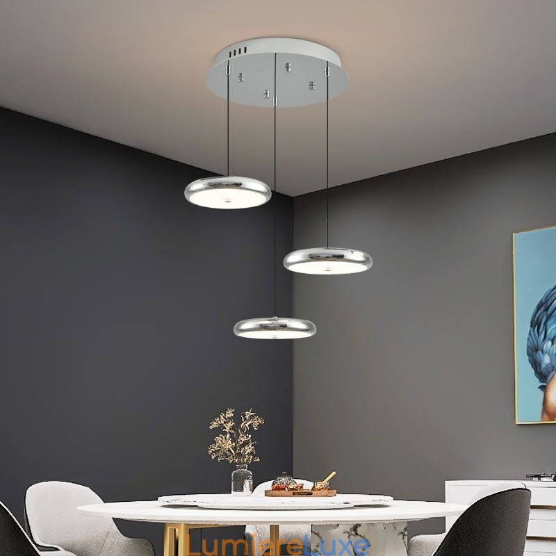 Suspension à trois têtes, lampe suspendue ronde