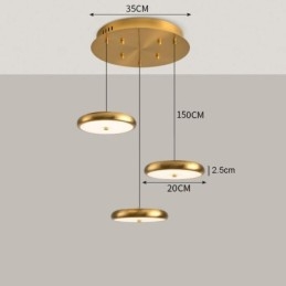 Suspension à trois têtes, lampe suspendue ronde