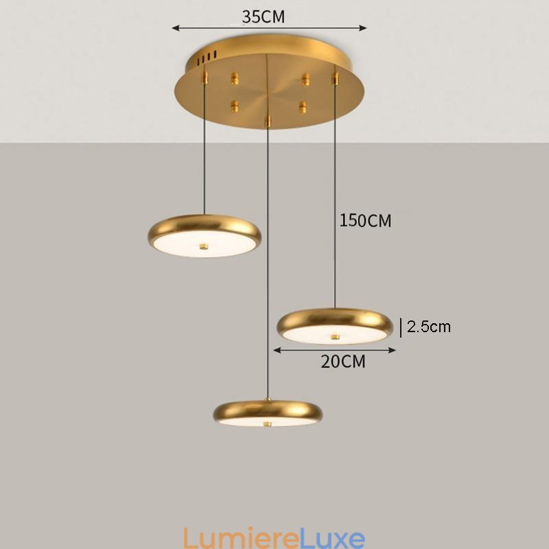 Suspension à trois têtes, lampe suspendue ronde