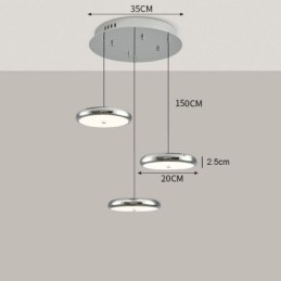 Suspension à trois têtes, lampe suspendue ronde