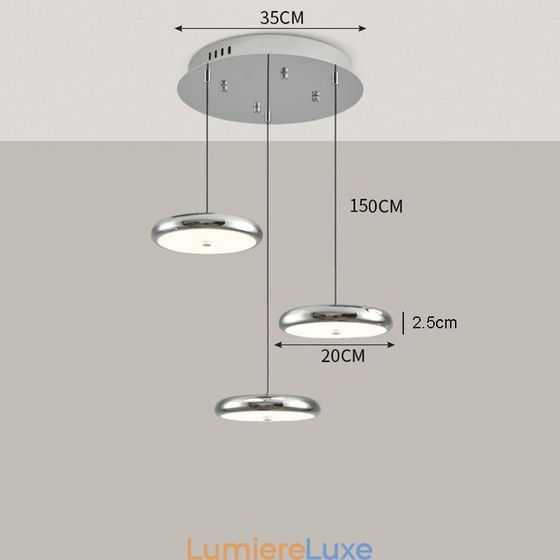 Suspension à trois têtes, lampe suspendue ronde