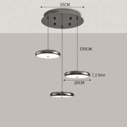 Suspension à trois têtes, lampe suspendue ronde