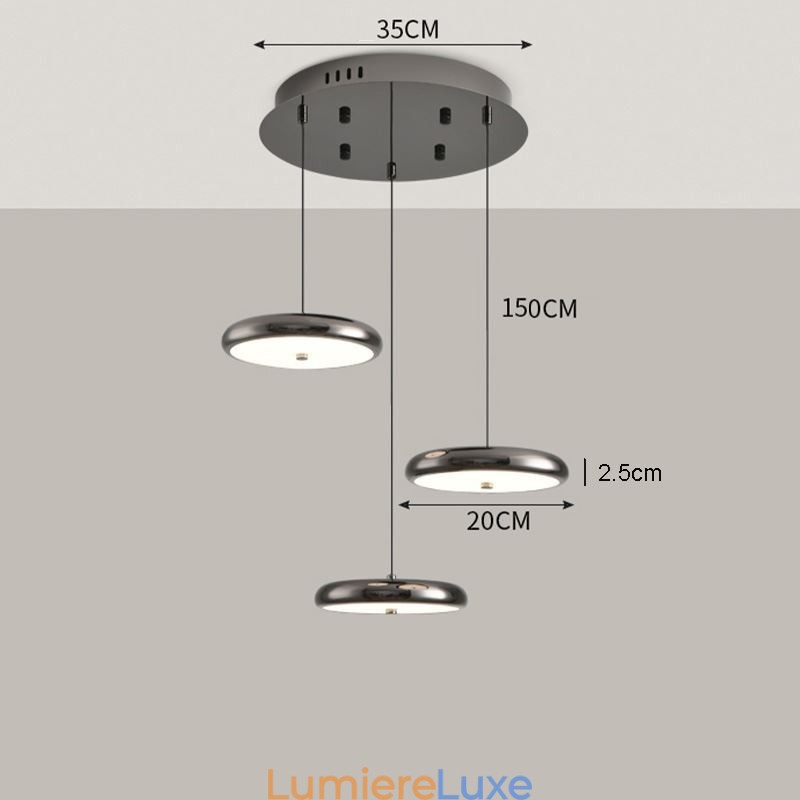 Suspension à trois têtes, lampe suspendue ronde