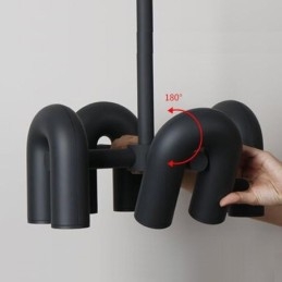 Suspension ronde en fer forgé en forme de U avec abat-jour rotatif à 90°