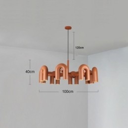 Suspension ronde en fer forgé en forme de U avec abat-jour rotatif à 90°