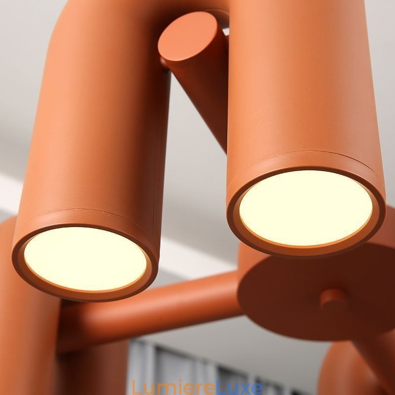 Suspension ronde en fer forgé en forme de U avec abat-jour rotatif à 90°