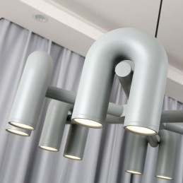Suspension ronde en fer forgé en forme de U avec abat-jour rotatif à 90°