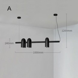 Plafonnier en fer forgé en forme de U avec abat-jour rotatif à 90°