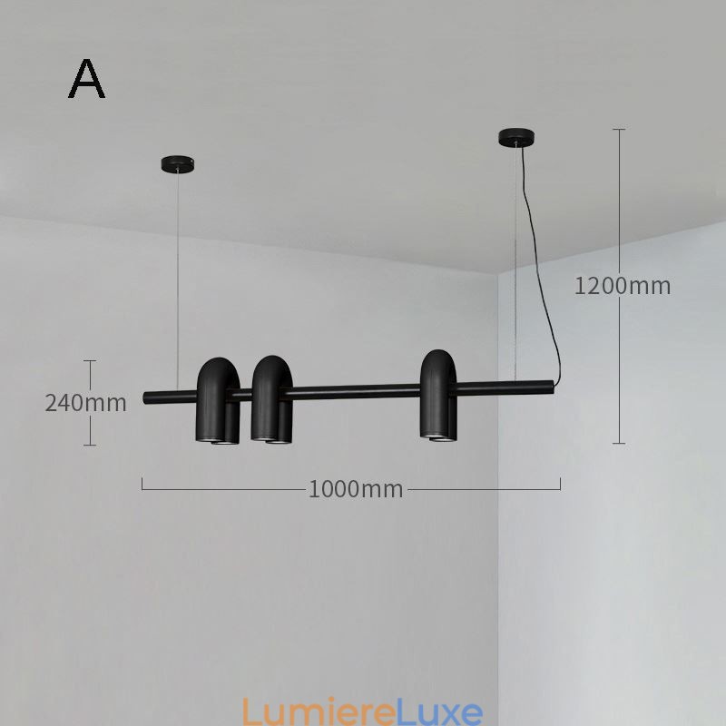 Plafonnier en fer forgé en forme de U avec abat-jour rotatif à 90°