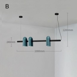 Plafonnier en fer forgé en forme de U avec abat-jour rotatif à 90°