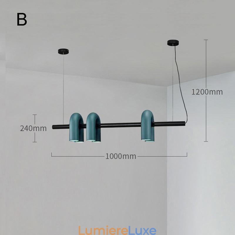Plafonnier en fer forgé en forme de U avec abat-jour rotatif à 90°