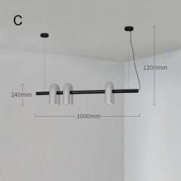 Plafonnier en fer forgé en forme de U avec abat-jour rotatif à 90°