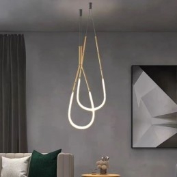 Suspension Creative Line Plafonnier en bambou Noir Or