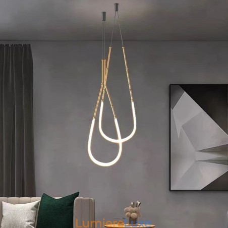 Suspension Creative Line Plafonnier en bambou Noir Or Suspension Creative Line Plafonnier en bambou Noir Or