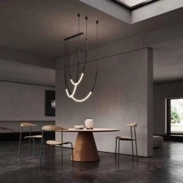Suspension Creative Line Plafonnier en bambou Noir Or